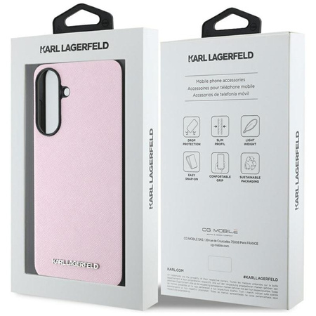 Karl Lagerfeld Saffiano Metal Logo - Pouzdro pro Samsung Galaxy A56 5G (růžové)