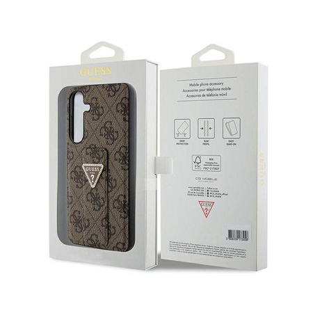 Guess Grip Stand 4G Triangle Strass Logo - Hülle für Samsung Galaxy S24+ (Braun)