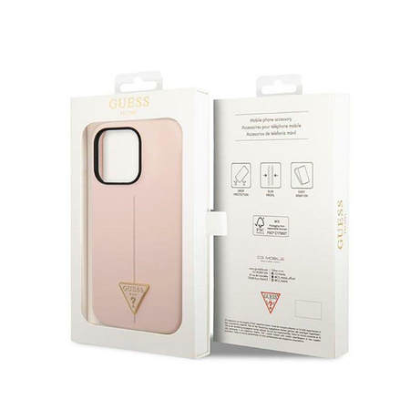 Guess szilikon háromszög logó - iPhone 14 Pro Max tok (rózsaszín)
