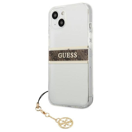 Guess 4G Stripe Brown Charm - iPhone 13 mini Hülle (Transparent)