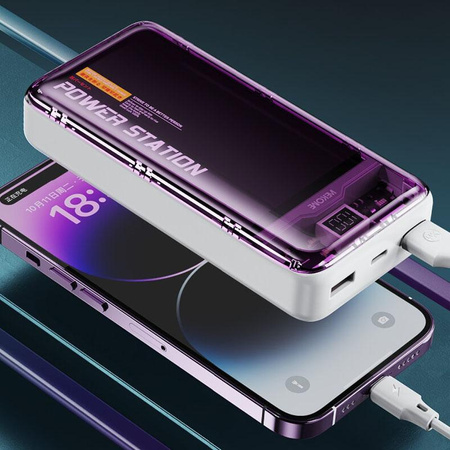 WEKOME WP-353 Vanguard sorozat - Power bank 10000 mAh PD 20W + QC 22.5W (lila / átlátszó)