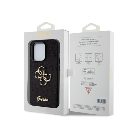 Guess Glitter Script Big 4G - iPhone 15 Pro tok (fekete)