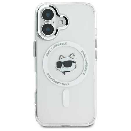 Karl Lagerfeld IML Metal Choupette Head MagSafe - pouzdro pro iPhone 16 Plus (bílé)