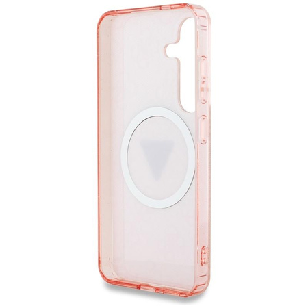 Guess 4G Glitter Triangle Buttons MagSafe - Gehäuse für Samsung Galaxy S25 (rosa)