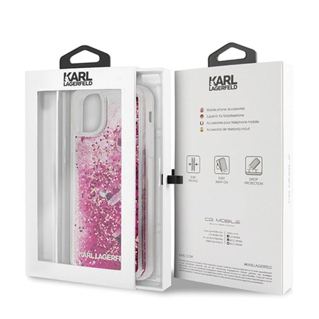 Karl Lagerfeld Glitter Liquid Floatting Charms - Coque iPhone 11 Pro Max (Floatting Charms rose)