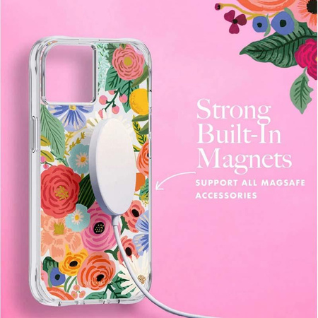 Rifle Paper Clear MagSafe - pouzdro pro iPhone 14 Plus (Garden Party Blush)