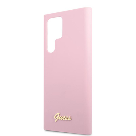 Guess Silicone Script Metal Logo - Etui Samsung Galaxy S22 Ultra (lavande)