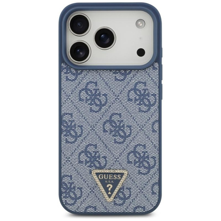 Guess Leather 4G Triangle Strass MagSafe - Hülle iPhone 17 Pro (Blau)