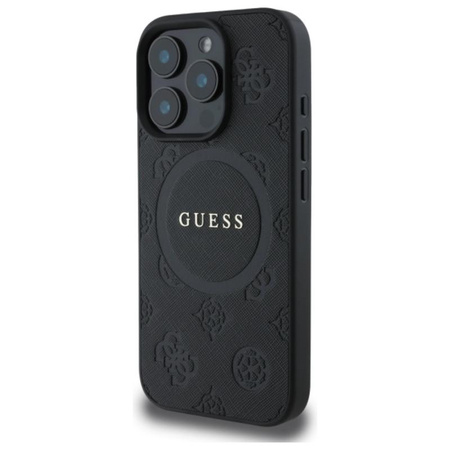 Guess Saffiano Peony Classic Logo MagSafe - iPhone 16 Pro Case (noir)