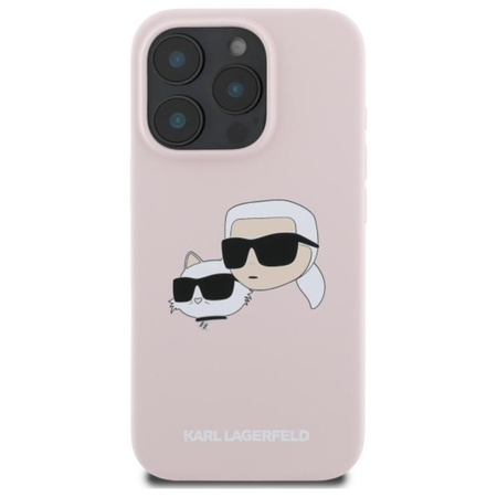 Karl Lagerfeld Silikon Doppelköpfe drucken MagSafe - iPhone 16 Pro Max Hülle (rosa)