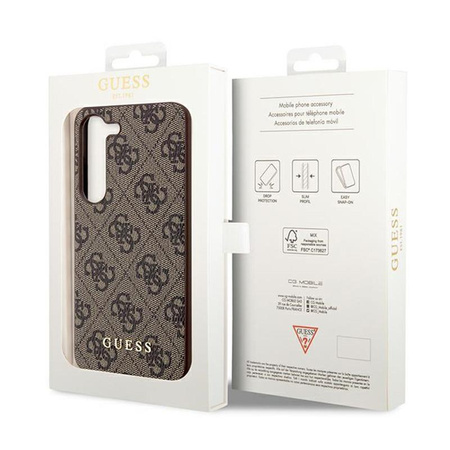 Guess 4G Metal Gold Logo - pouzdro pro Samsung Galaxy S24+ (hnědé)