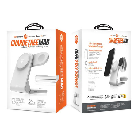 STM ChargeTree MAG - Chargeur mobile sans fil 3-en-1 avec MagSafe (blanc)