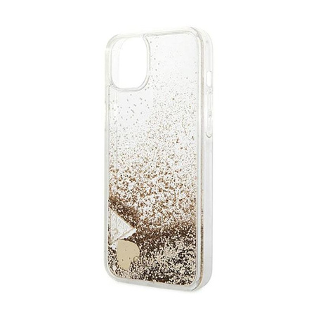 Guess Liquid Glitter Charms - Coque pour iPhone 14 Plus (Or)