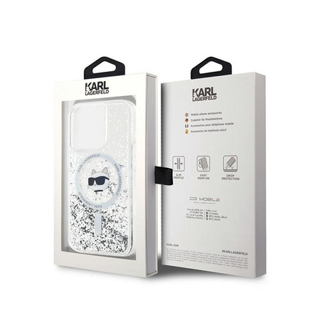 Karl Lagerfeld Liquid Glitter Choupette Head MagSafe - iPhone 13 Pro Max Tasche (Transparent)