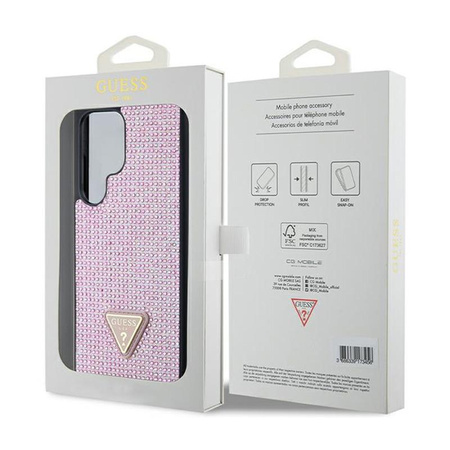 Guess Rhinestone Triangle - Etui Samsung Galaxy S24 Ultra (różowy)