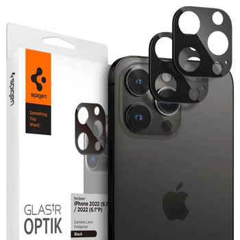 Spigen Optik.TR Camera Lens Protector 2-Pack - ochranné sklo objektivu pro iPhone 16 Pro / 16 Pro Max / 15 Pro / 15 Pro Max / 14 Pro / 14 Pro Max (černé)