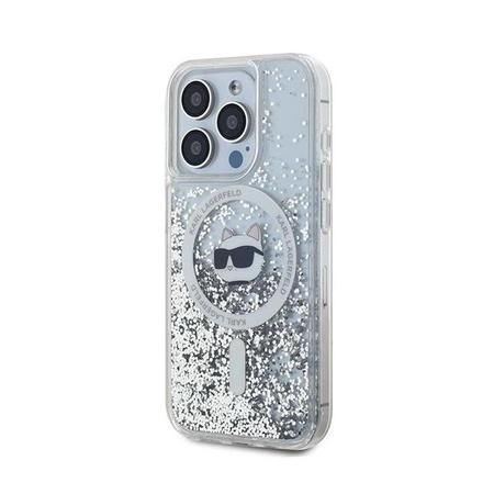 Karl Lagerfeld Liquid Glitter Choupette Head MagSafe - pouzdro pro iPhone 15 Pro (průhledné)