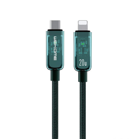 WEKOME WDC-181 Vanguard sorozat - USB-C Lightning Super Fast Charging PD 20W csatlakozókábel 1,2 m (zöld)