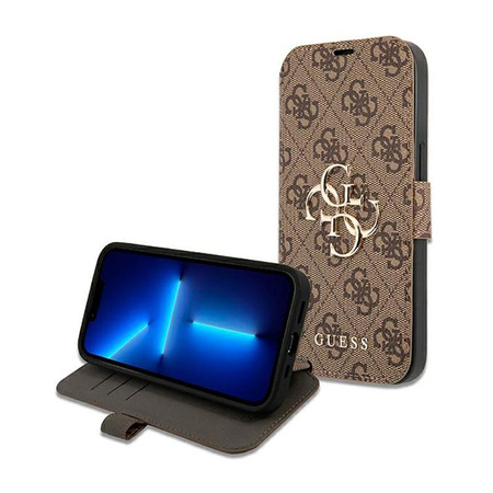Guess Booktype 4G Big Metal Logo - Hülle für iPhone 13 Pro Max (Braun)