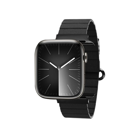 Crong Eclipse - Magnetic Leather Apple Watch Band 44/45/46/49 mm (Black)