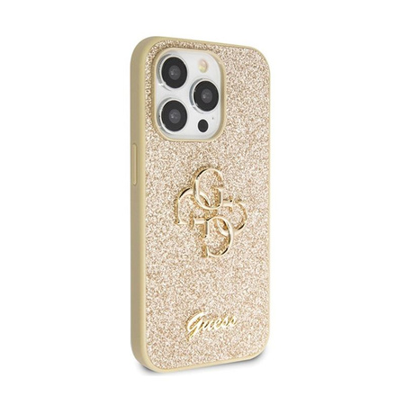 Pouzdro Guess Glitter Script Big 4G - iPhone 14 Pro (zlaté)