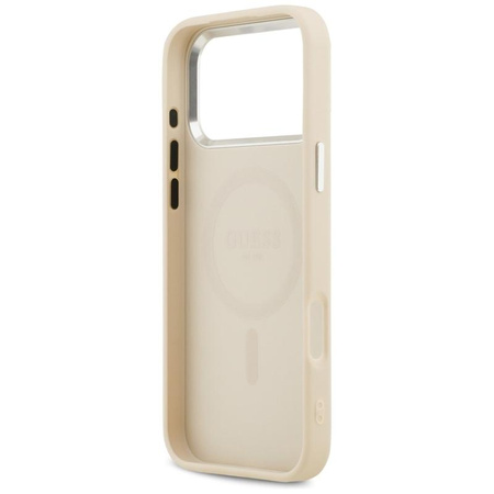 ETUI DO IPHONE 17 PRO MAX do MAGSAFE GUESS ORYGINALNE BEŻOWE SKÓRZANE MODNE