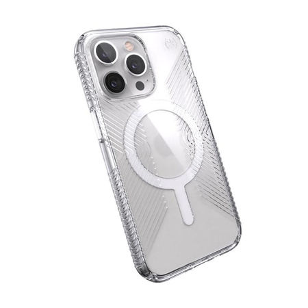 Speck Presidio Perfect-Clear avec Grips + MagSafe - Coque pour iPhone 13 Pro avec revêtement MICROBAN (transparent)