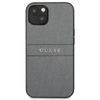 Guess Saffiano Metal Logo Stripes - Coque iPhone 13 (gris)