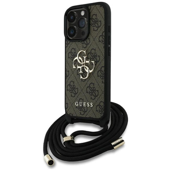 Guess 4G Big Logo Cord Strap Crossbody - étui pour iPhone 16 Pro Max (marron)