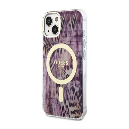 Guess Leopard MagSafe - Coque iPhone 14 (Rose)