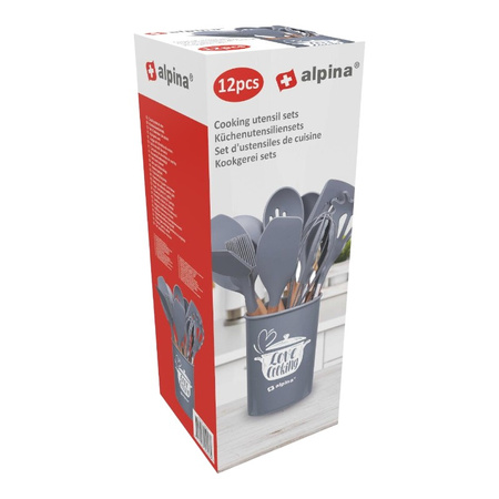 Alpina - Szilikon konyhai eszközök készlet állvánnyal, 12 darabos