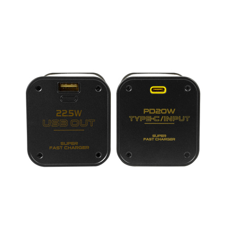 WEKOME WP-347 Vanguard sorozat - Power bank 20000 mAh szupergyors töltés beépített USB-C PD 20W és Lightning + USB-A QC3.0 22.5W kábellel (sárga)