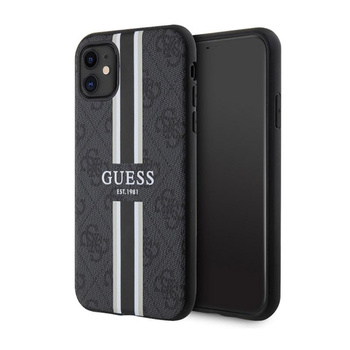 Guess 4G Gedruckte Streifen MagSafe - iPhone 11 Tasche (Schwarz)