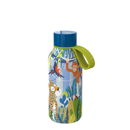 Quokka Solid Kids pánttal - 330 ml-es rozsdamentes acél termál palack pánttal (Jungle)