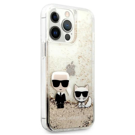 Karl Lagerfeld Liquid Glitter Karl & Choupette - iPhone 13 Pro Max Case (Gold)