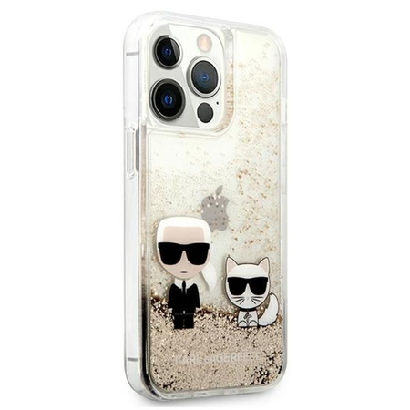 Karl Lagerfeld Liquid Glitter Karl & Choupette - Coque iPhone 13 Pro Max (Or)