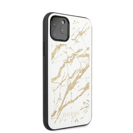 Guess Marble Glass Gold Glitter - iPhone 11 Pro Case (white)