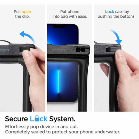 Spigen A610 Universal Waterproof Float Case - Étui pour smartphones jusqu'à 6,9" (Noir)