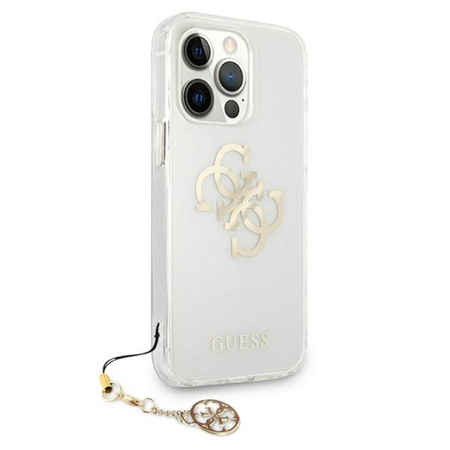 Guess 4G Big Logo Charm Gold- iPhone 13 Pro Case (gold charms)