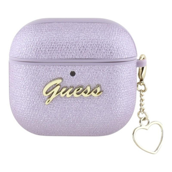 Guess Metallic Script Charm - pouzdro pro AirPods 4 (fialové)