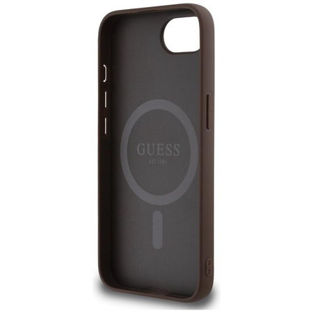 Guess 4G Ring Classic Logo MagSafe - étui pour iPhone 16e (marron)