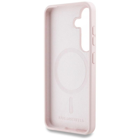 Karl Lagerfeld Silicone Double Tête et Cercle MagSafe - Etui Samsung Galaxy S25 (rose)