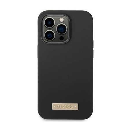 Guess Silicone Logo Plate MagSafe - pouzdro pro iPhone 14 Pro (Black)