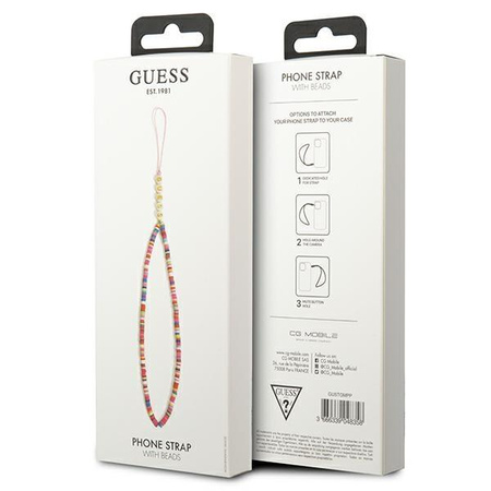 Guess Phone Strap Beads Heishi Multicolor Pink