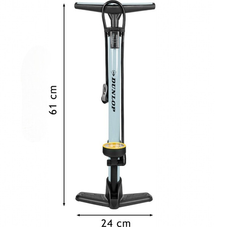 Dunlop - Floor pump for bikes, balls, mattresses with pressure gauge (Blue)