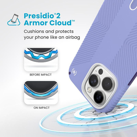Speck Presidio2 Grip ClickLock & MagSafe - Coque iPhone 16 Pro Max (Future Lavender / Cassis Purple / White)