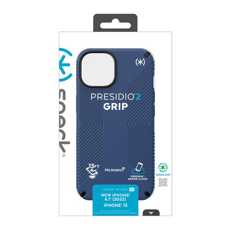 Speck Presidio2 Grip - protiskluzové pouzdro pro iPhone 14 / iPhone 13 (Coastal Blue / Black / White)