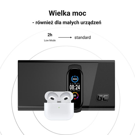 Green Cell PowerPlay20s - Power Bank 20000 mAh z szybkim ładowaniem USB-A QuickCharge 3.0 oraz 2x USB-C Power Delivery 22.5W (czarny)