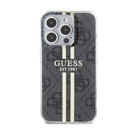 Guess IML 4G Gold Stripe - Hülle für iPhone 15 Pro (Schwarz)