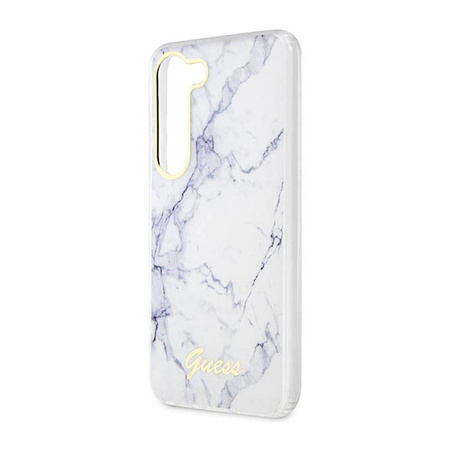 Guess Marble Collection - pouzdro pro Samsung Galaxy S23+ (bílé)